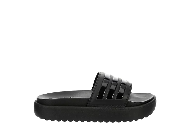 Adidas Womens Adilette Platform Slide Sandal - Black 4 Adidas Womens Adilette Platform Slide Sandal - Black - Image 2