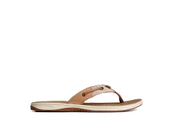 Sperry Womens Seafish Chambray Stripes Flip Flop Sandal - Tan -women's shoes US 01 203195 01