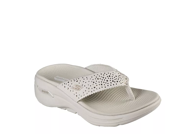Skechers Womens Dazzle- Arch Fit Flip Flop Sandal - Natural 3 Skechers Womens Dazzle- Arch Fit Flip Flop Sandal - Natural