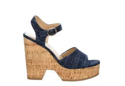 Michael By Michael Shannon Womens Maria Wedge Sandal - Denim -women's shoes US 01 203328 01