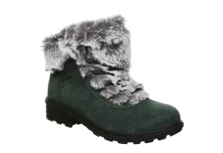 Bearpaw Womens Serenity Lace Up Fur Boot - Dark Green