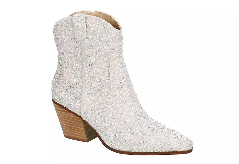Betsey Johnson Womens Diva Western Boot - White 3 Betsey Johnson Womens Diva Western Boot - White