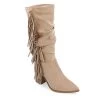 Journee Collection Womens Hartly Fringed Wide Calf Dress Boot - Taupe -women's shoes US 01 303178 00