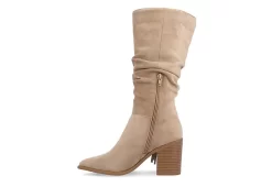 Journee Collection Womens Hartly Fringed Wide Calf Dress Boot - Taupe -women's shoes US 01 303178 03
