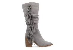 Journee Collection Womens Hartly Fringed Wide Calf Dress Boot - Grey -women's shoes US 01 303179 01