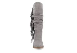 Journee Collection Womens Hartly Fringed Wide Calf Dress Boot - Grey -women's shoes US 01 303179 02