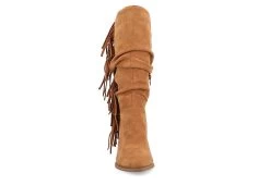 Journee Collection Womens Hartly Fringed Wide Calf Dress Boot - Tan -women's shoes US 01 303180 02
