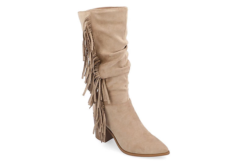 Journee Collection Womens Hartly Fringed Extra Wide Calf Dress Boot - Taupe 3 Journee Collection Womens Hartly Fringed Extra Wide Calf Dress Boot - Taupe