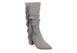 Journee Collection Womens Hartly Fringed Extra Wide Calf Dress Boot - Grey
