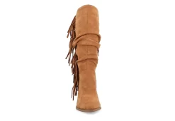 Journee Collection Womens Hartly Fringed Extra Wide Calf Dress Boot - Tan -women's shoes US 01 303185 02