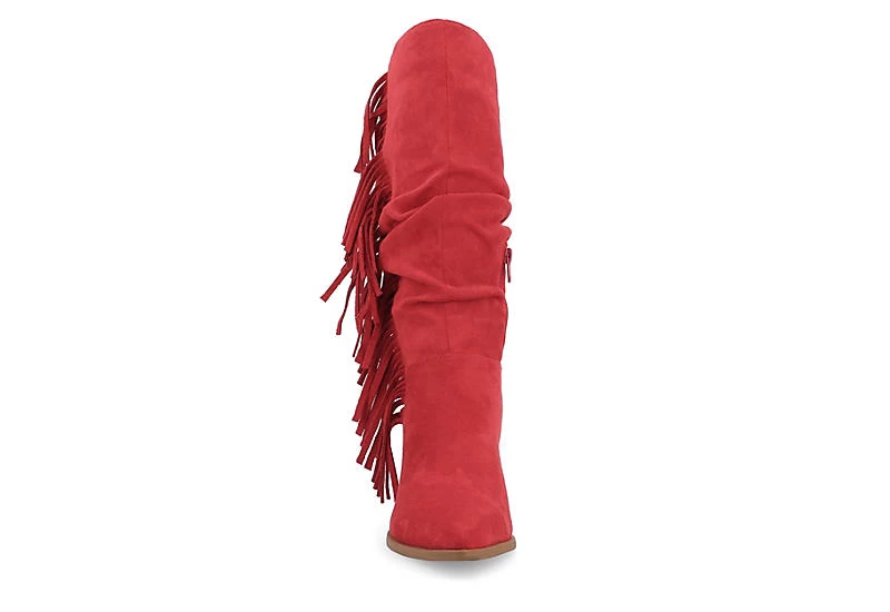 Journee Collection Womens Hartly Fringed Extra Wide Calf Dress Boot - Red 5 Journee Collection Womens Hartly Fringed Extra Wide Calf Dress Boot - Red - Image 3